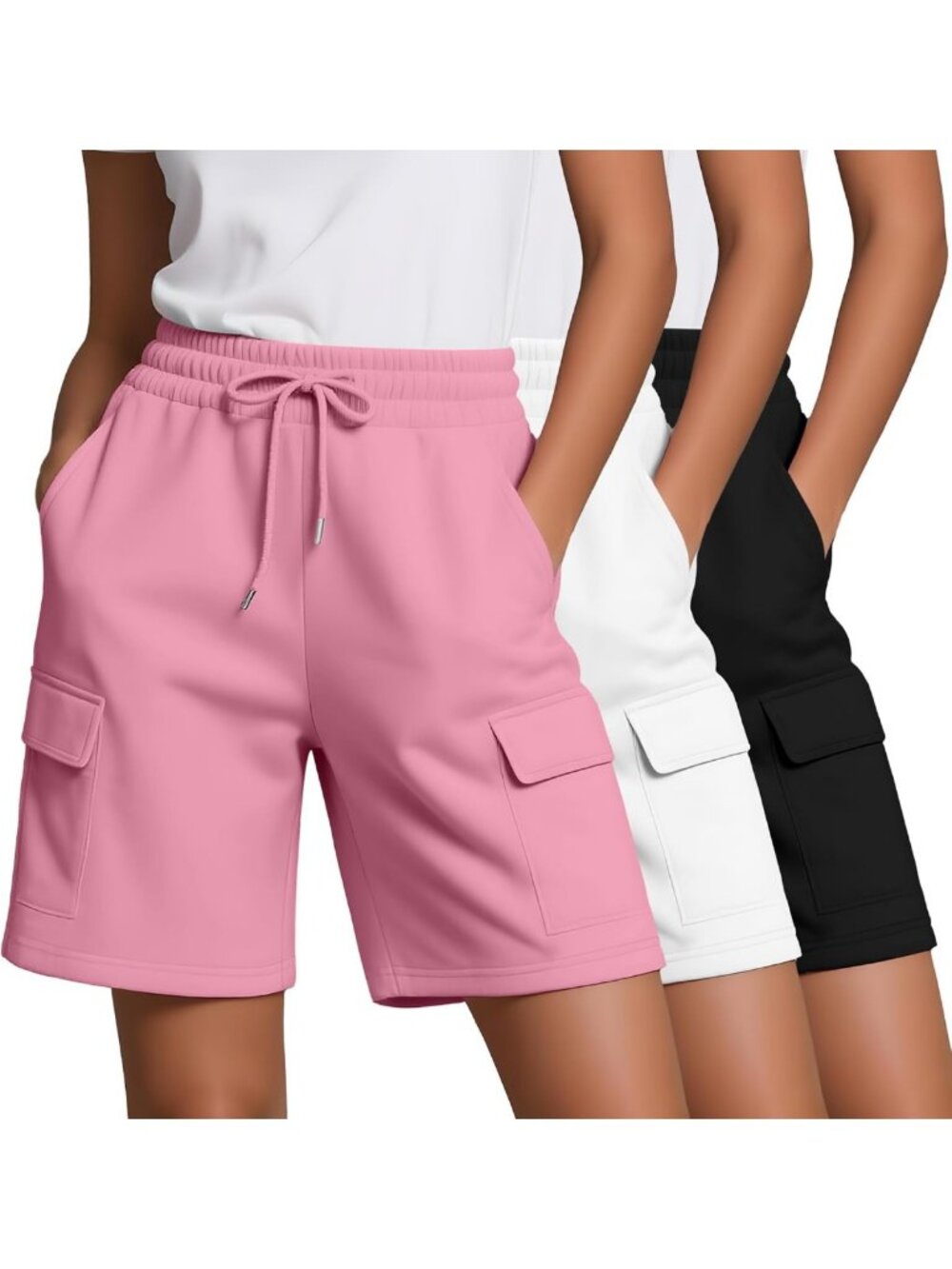 3 Pack Women's Bermuda Shorts - Comfortable, Stylish, 4 Pockets for Everyday